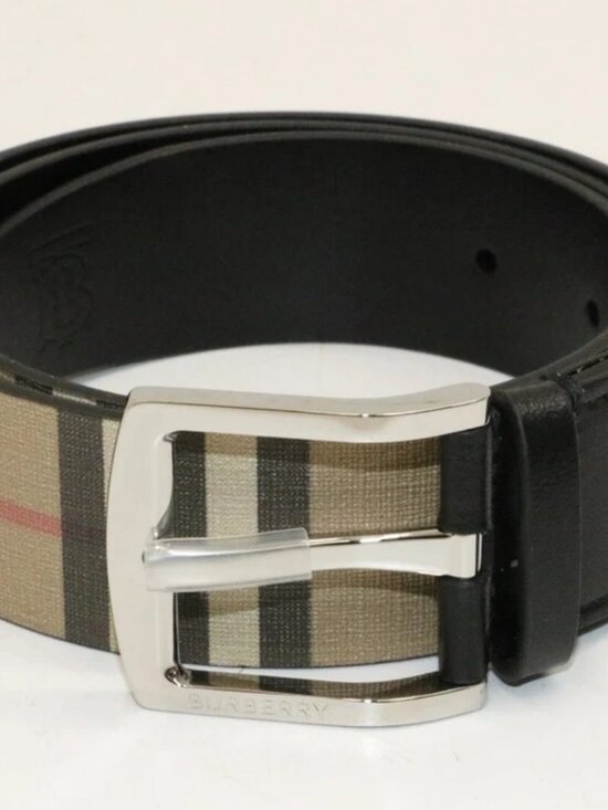 Burberry Men\'s Check Belt in Archive Beige ITGIOLIN681MP 32/80 - Beige/Black main image 4